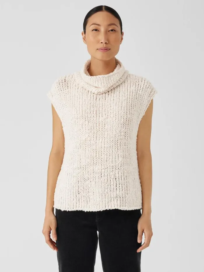 Shop Eileen Fisher Extended Sizing 1X3X Peruvian Organic Cotton Lofty Slub Turtleneck Top Ecru
