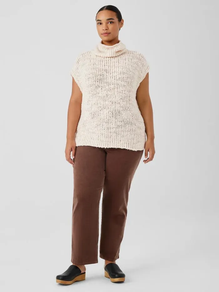 Shop Eileen Fisher Extended Sizing 1X3X Peruvian Organic Cotton Lofty Slub Turtleneck Top Ecru