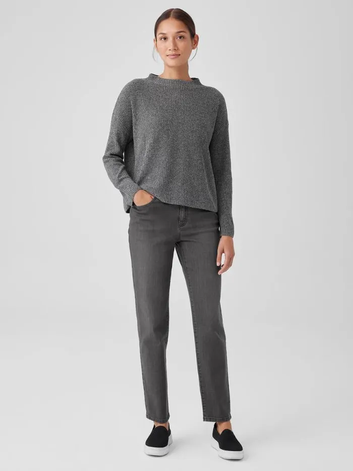 Shop Eileen Fisher Extended Sizing 1X3X Silk Noil Funnel Neck Top Moon