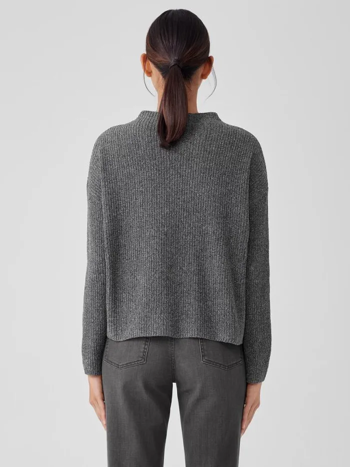 Shop Eileen Fisher Extended Sizing 1X3X Silk Noil Funnel Neck Top Moon