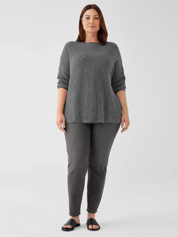 Shop Eileen Fisher Extended Sizing 1X3X Silk Noil Funnel Neck Top Moon