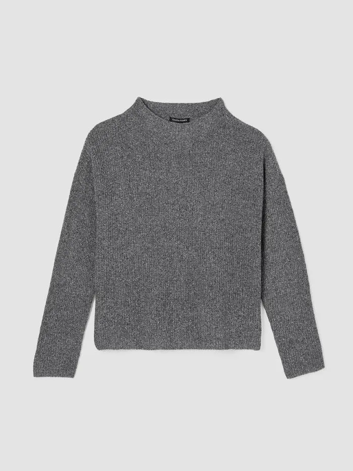 Shop Eileen Fisher Extended Sizing 1X3X Silk Noil Funnel Neck Top Moon