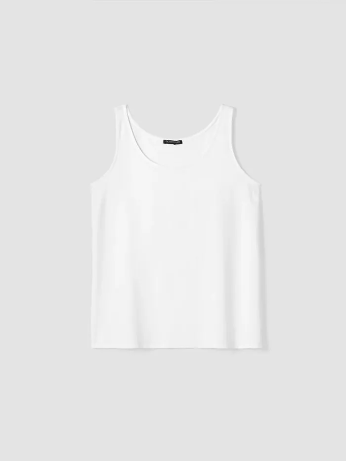 Shop Eileen Fisher Extended Sizing 1X3X Stretch Jersey Knit Scoop Neck Tank White