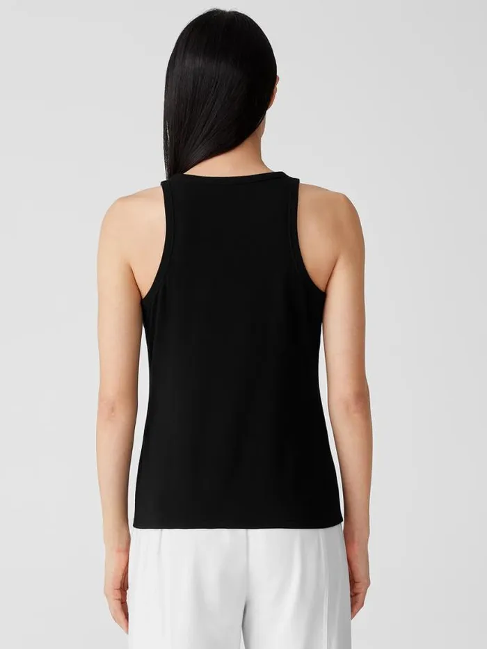 Shop Eileen Fisher Extended Sizing 1X3X Traceable Cotton Jersey Round Neck Tank Black