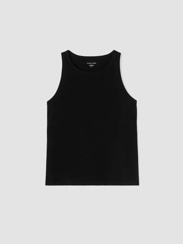 Shop Eileen Fisher Extended Sizing 1X3X Traceable Cotton Jersey Round Neck Tank Black