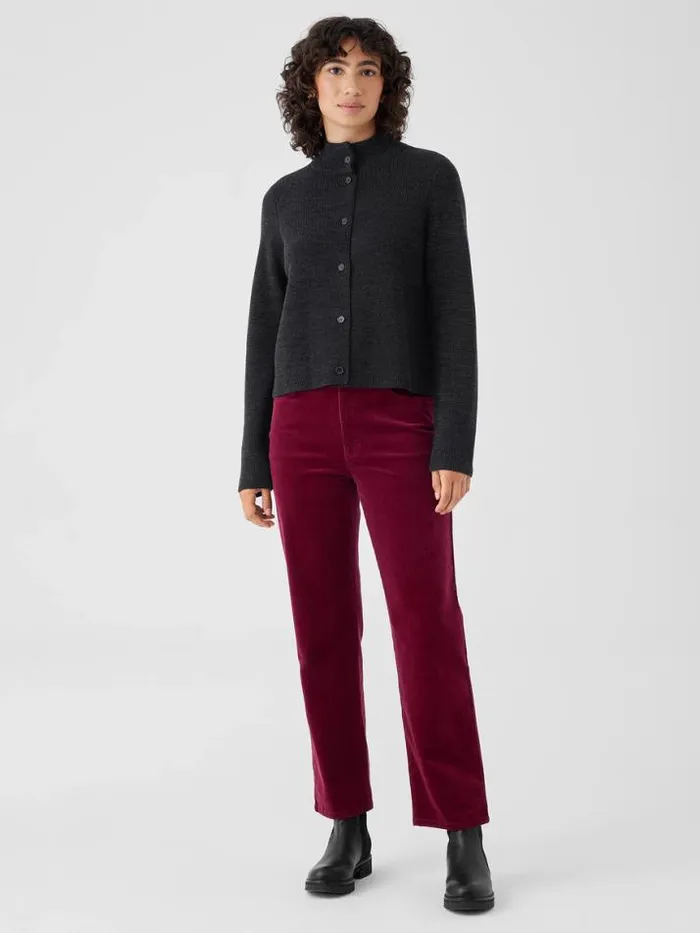 Shop Eileen Fisher Extended Sizing 1X3X Twisted Merino Cardigan In Regenerative Wool Blackcharcoal