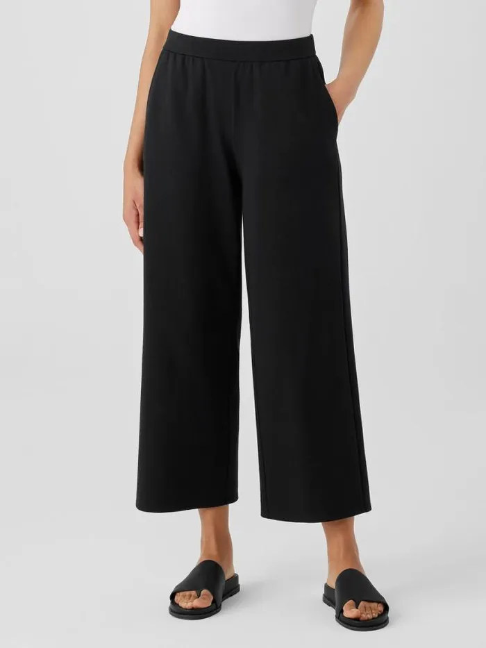 Shop Eileen Fisher Jackets Coats and Vests Cotton Blend Ponte WideLeg Pant Black