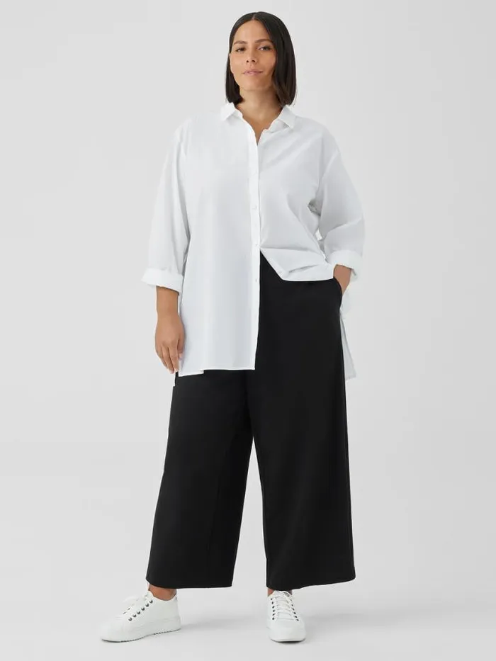 Shop Eileen Fisher Jackets Coats and Vests Cotton Blend Ponte WideLeg Pant Black