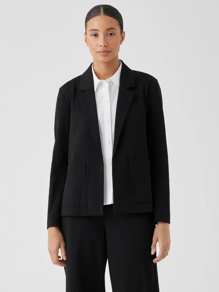 Shop Eileen Fisher Jackets Coats and Vests Cotton Ponte Blazer Black