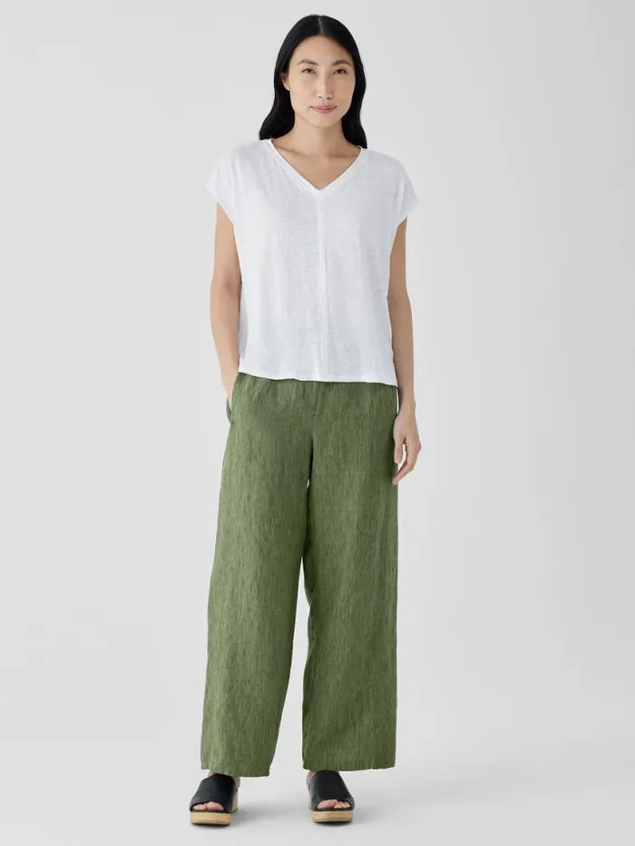 Shop Eileen Fisher Jackets Coats and Vests Organic Linen Jersey VNeck Tee White