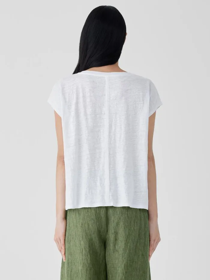 Shop Eileen Fisher Jackets Coats and Vests Organic Linen Jersey VNeck Tee White