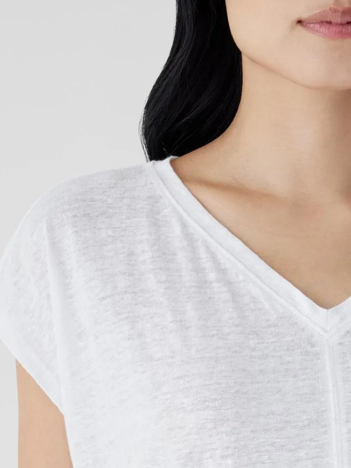 Shop Eileen Fisher Jackets Coats and Vests Organic Linen Jersey VNeck Tee White