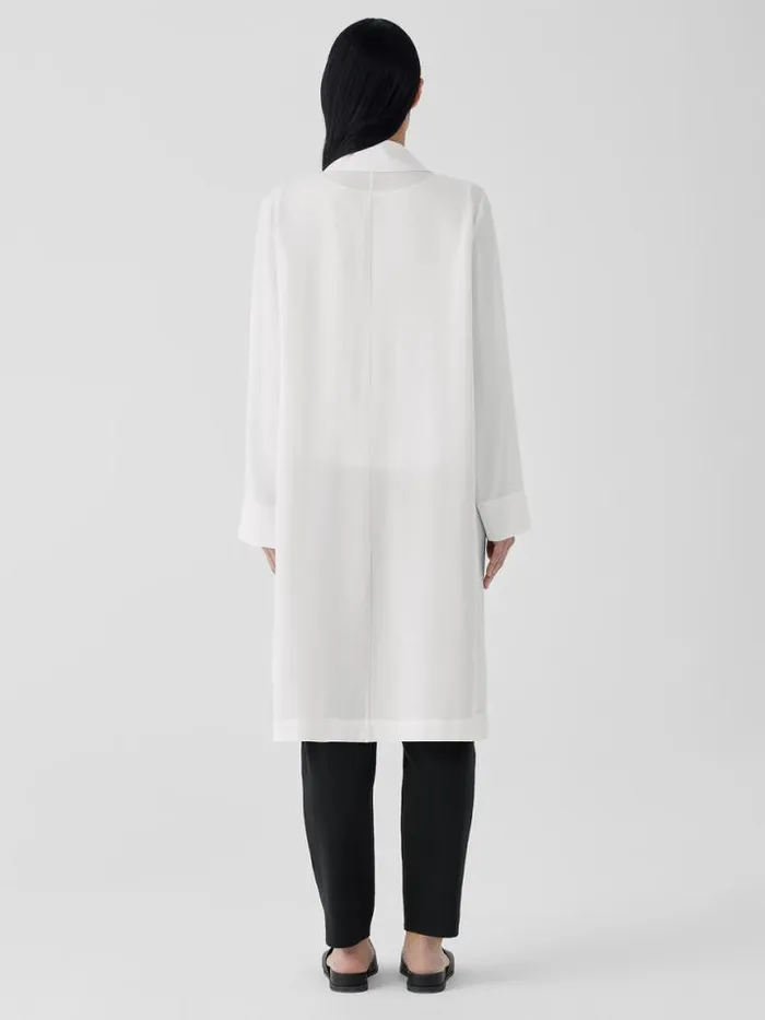 Shop Eileen Fisher Jackets Coats and Vests Silk Georgette Crepe Trench Coat Ivory