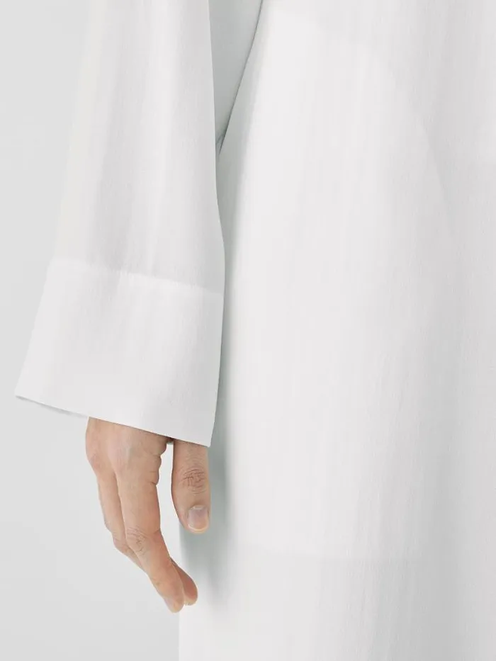 Shop Eileen Fisher Jackets Coats and Vests Silk Georgette Crepe Trench Coat Ivory