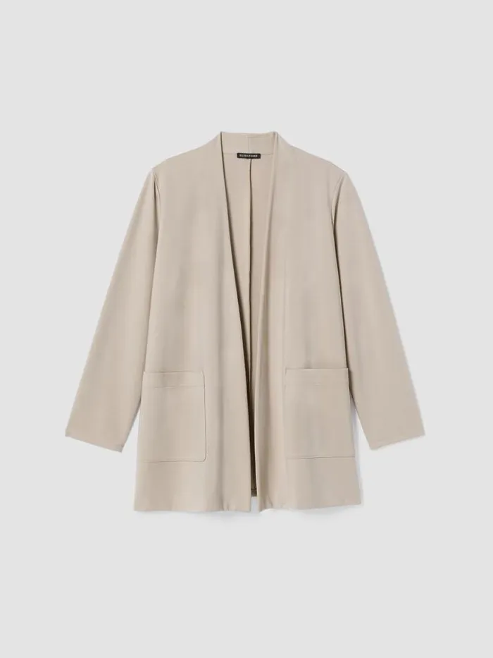 Shop Eileen Fisher Jackets Coats and Vests Washable Flex Ponte High Collar Jacket Wheat