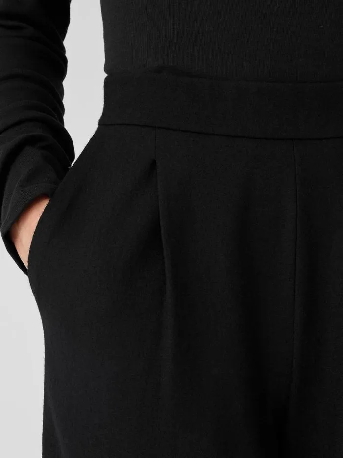 Shop Eileen Fisher Pants Shorts and Jumpsuits Boiled Wool Jersey Pleated WideLeg Pant Black