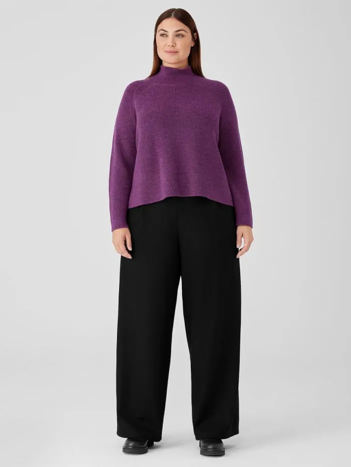 Shop Eileen Fisher Pants Shorts and Jumpsuits Boiled Wool Jersey Pleated WideLeg Pant Black