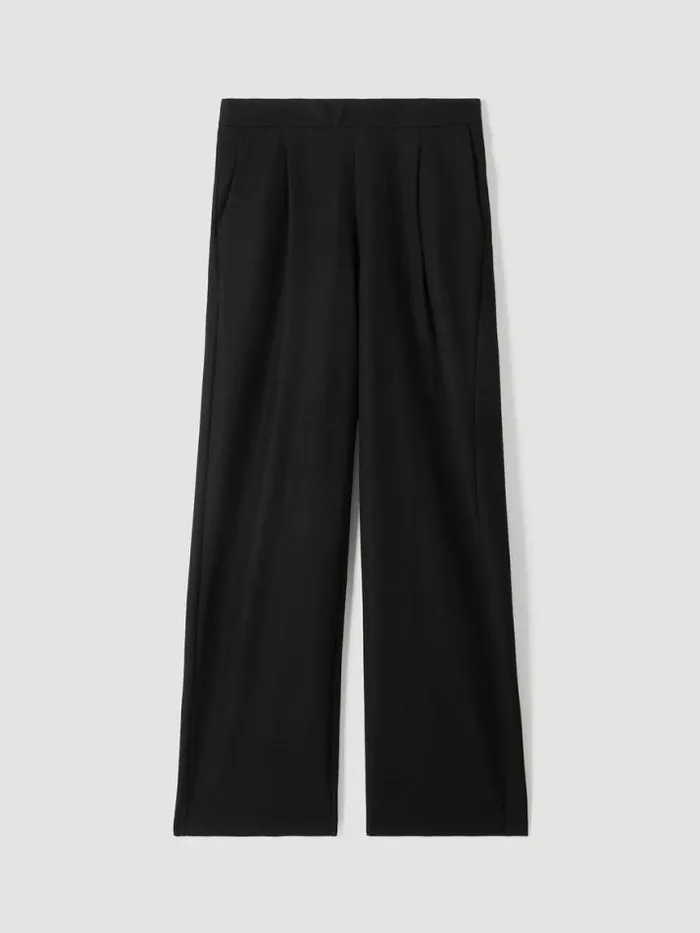 Shop Eileen Fisher Pants Shorts and Jumpsuits Boiled Wool Jersey Pleated WideLeg Pant Black