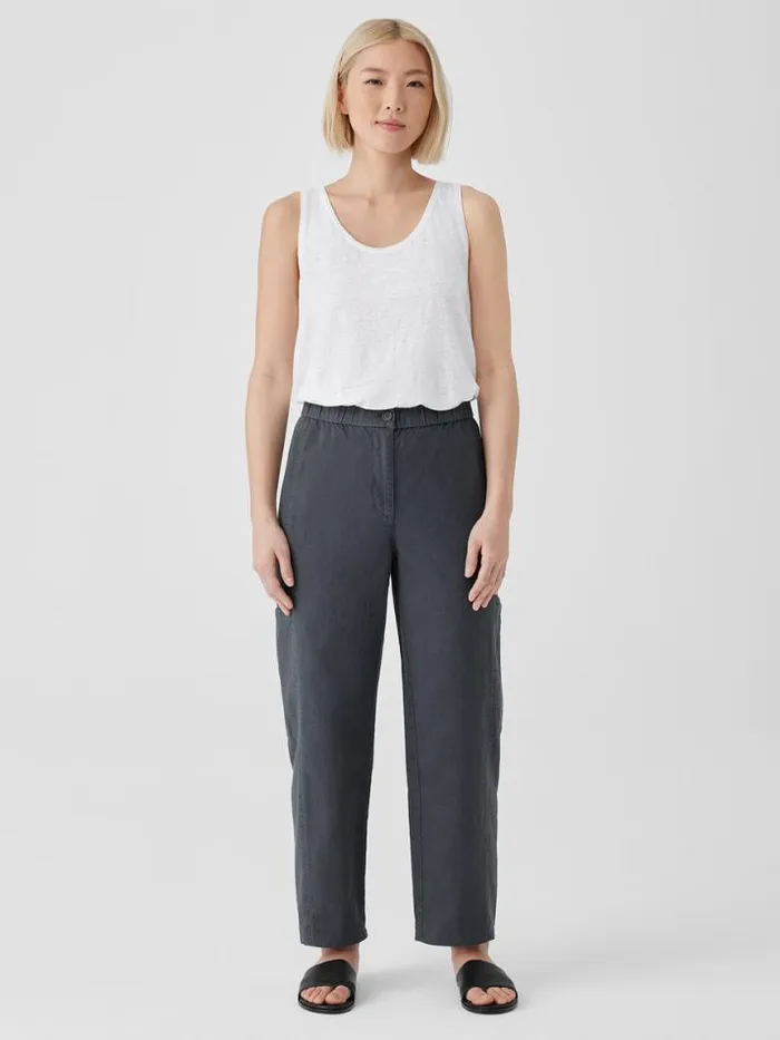 Shop Eileen Fisher Pants Shorts and Jumpsuits Cotton Hemp Stretch Lantern Pant Black