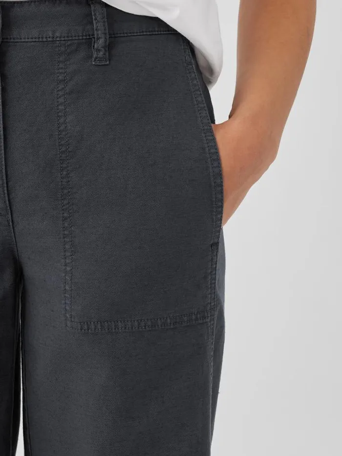 Shop Eileen Fisher Pants Shorts and Jumpsuits Cotton Hemp Stretch WideLeg Pant Black