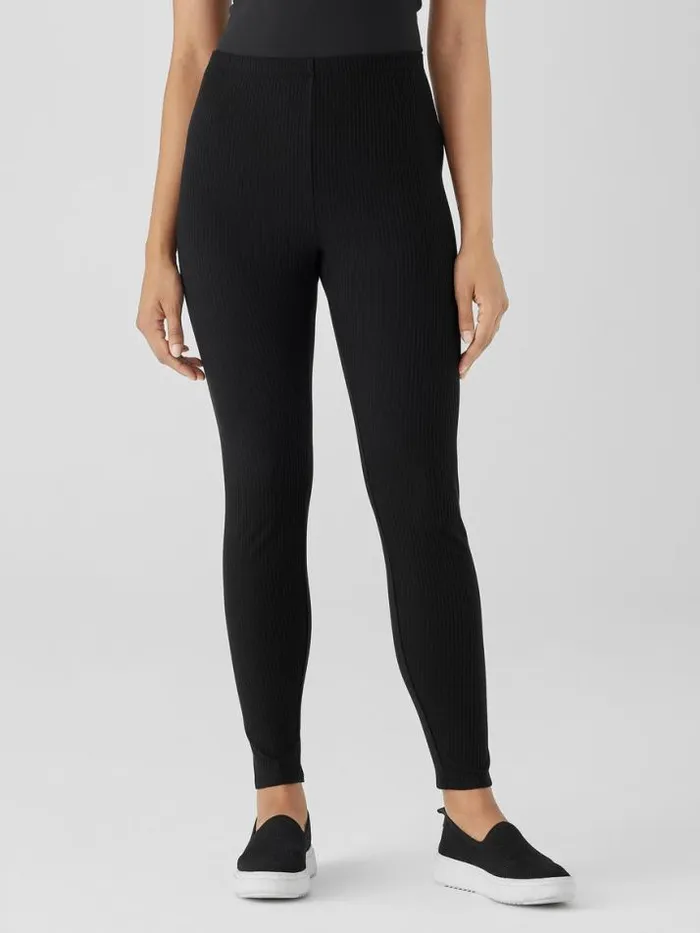 Shop Eileen Fisher Pants Shorts and Jumpsuits Cozy Stretch Rib Leggings Black