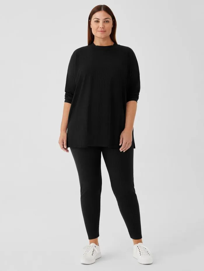 Shop Eileen Fisher Pants Shorts and Jumpsuits Cozy Stretch Rib Leggings Black