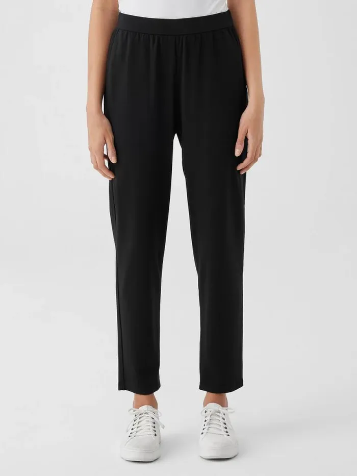 Shop Eileen Fisher Pants Shorts and Jumpsuits Pima Cotton Stretch Jersey Tapered Pant Black
