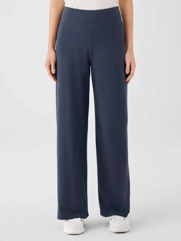 Shop Eileen Fisher Pants Shorts and Jumpsuits Pima Cotton Stretch Jersey WideLeg Pant Ocean