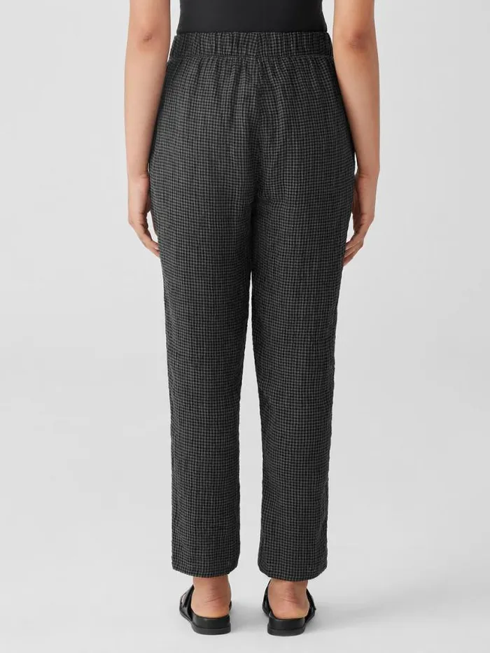 Shop Eileen Fisher Pants Shorts and Jumpsuits Puckered Organic Linen Tapered Pant Black