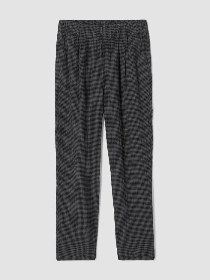 Shop Eileen Fisher Pants Shorts and Jumpsuits Puckered Organic Linen Tapered Pant Black