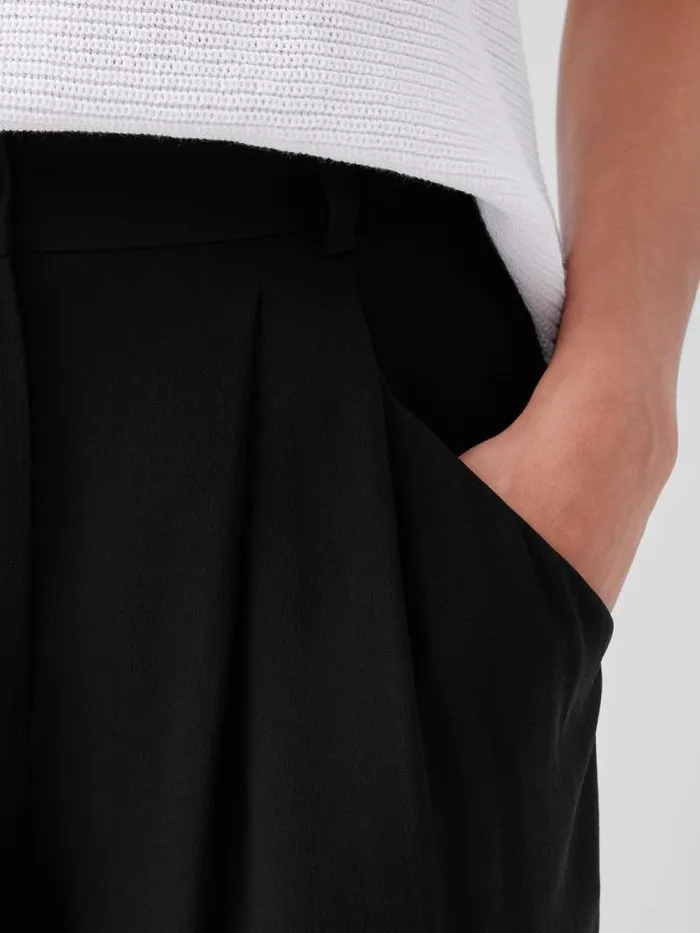 Shop Eileen Fisher Pants Shorts and Jumpsuits Silk Georgette Crepe Carrot Pant Black