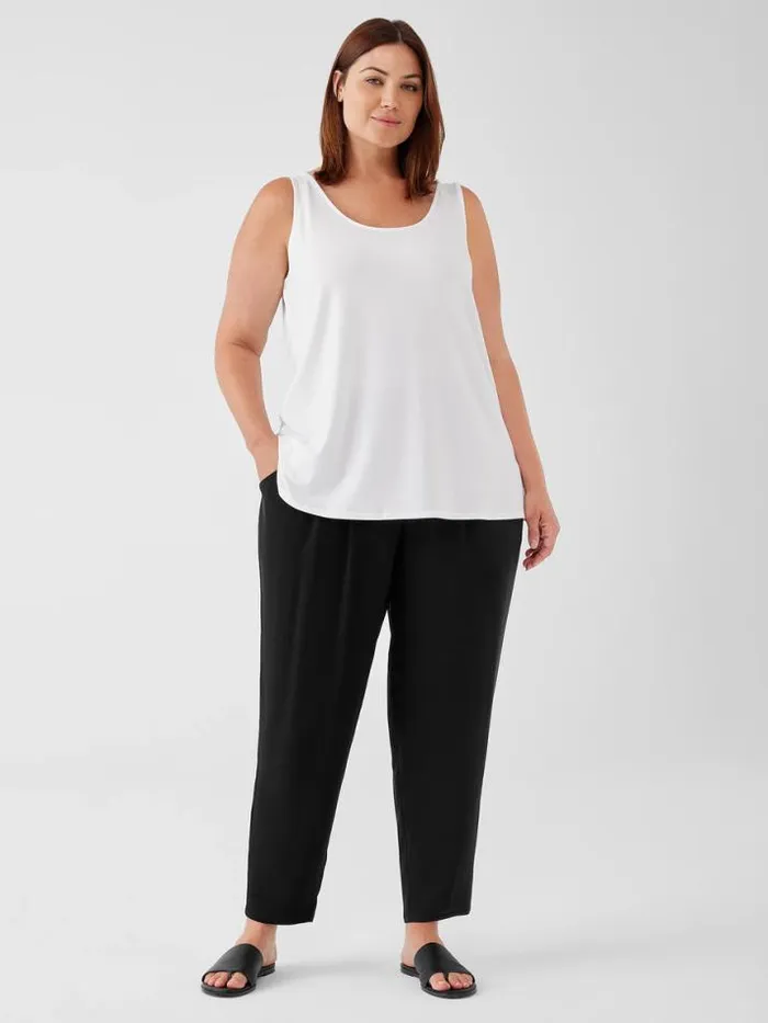 Shop Eileen Fisher Pants Shorts and Jumpsuits Silk Georgette Crepe Carrot Pant Black