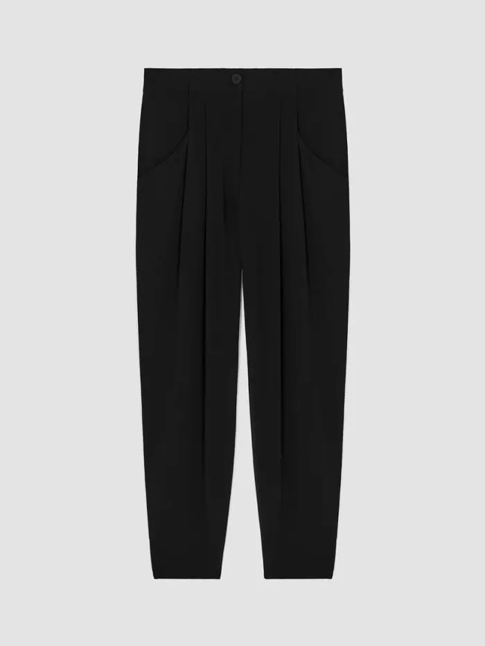 Shop Eileen Fisher Pants Shorts and Jumpsuits Silk Georgette Crepe Carrot Pant Black