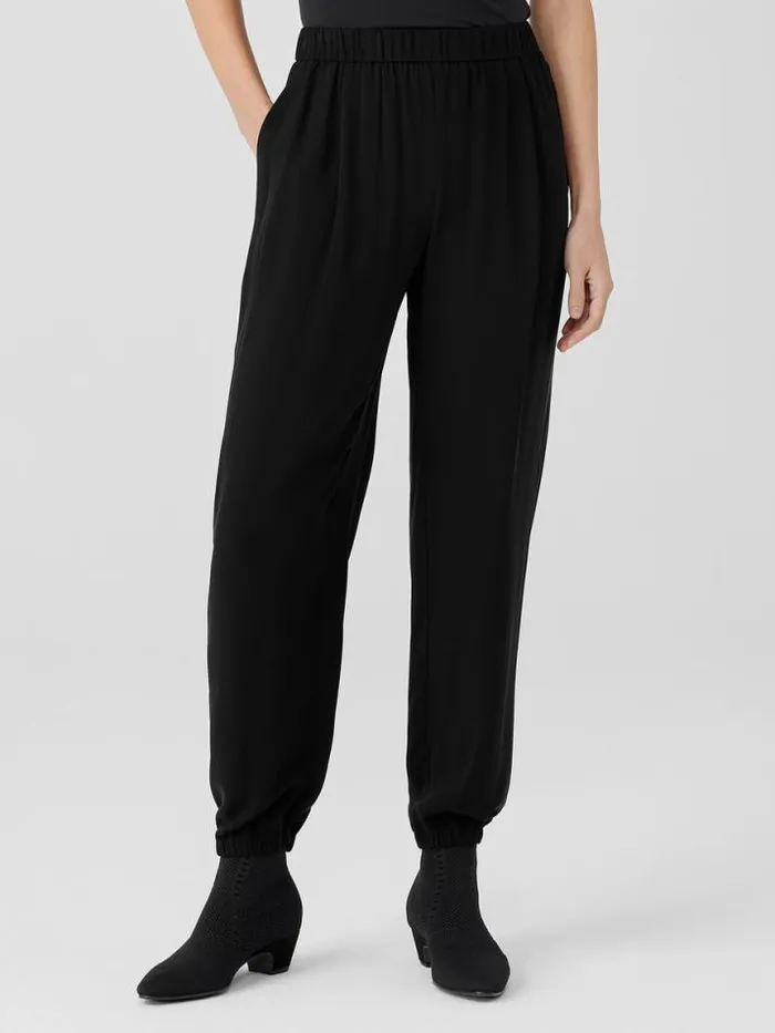 Shop Eileen Fisher Pants Shorts and Jumpsuits Silk Georgette Crepe Jogger Pant Black