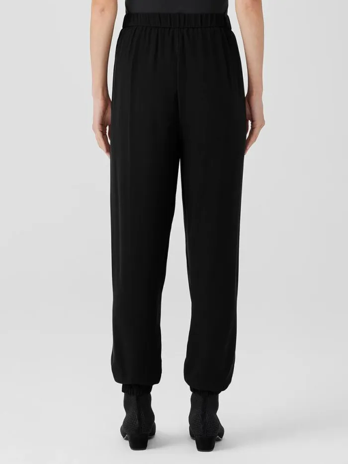 Shop Eileen Fisher Pants Shorts and Jumpsuits Silk Georgette Crepe Jogger Pant Black