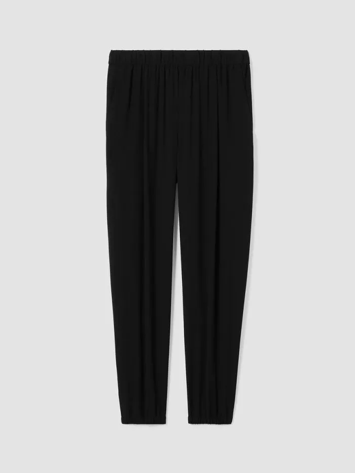 Shop Eileen Fisher Pants Shorts and Jumpsuits Silk Georgette Crepe Jogger Pant Black
