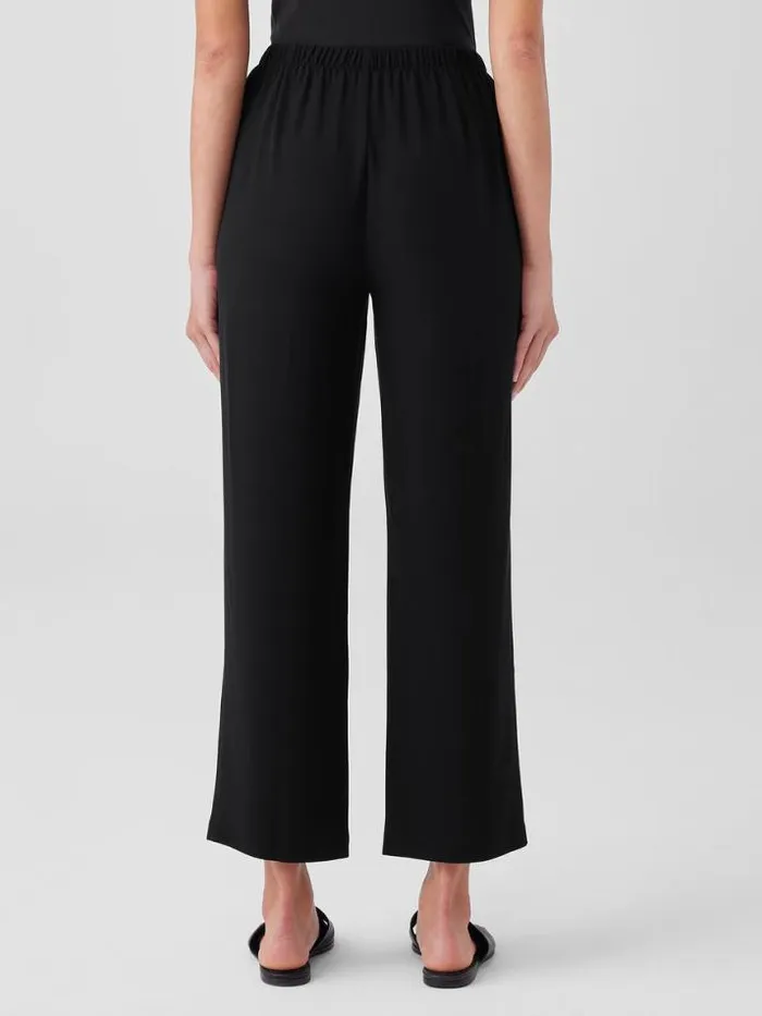 Shop Eileen Fisher Pants Shorts and Jumpsuits Silk Georgette Crepe Straight Pant Black