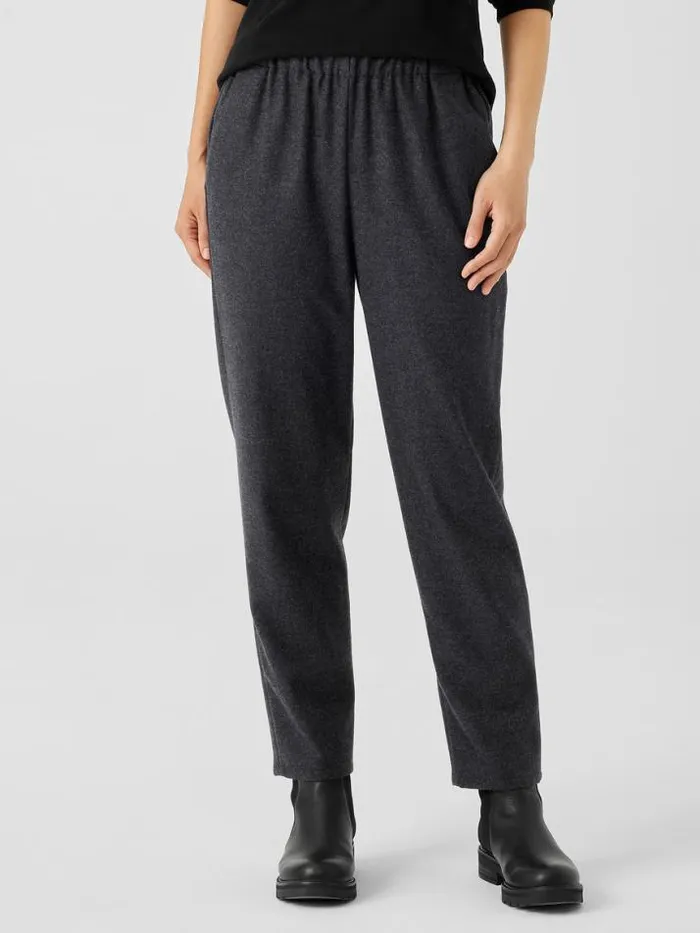 Shop Eileen Fisher Pants Shorts and Jumpsuits Soft Wool Flannel Tapered Pant Charcoal