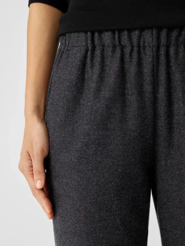 Shop Eileen Fisher Pants Shorts and Jumpsuits Soft Wool Flannel Tapered Pant Charcoal
