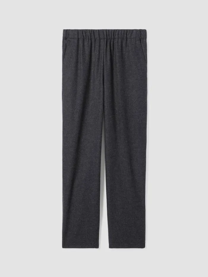 Shop Eileen Fisher Pants Shorts and Jumpsuits Soft Wool Flannel Tapered Pant Charcoal
