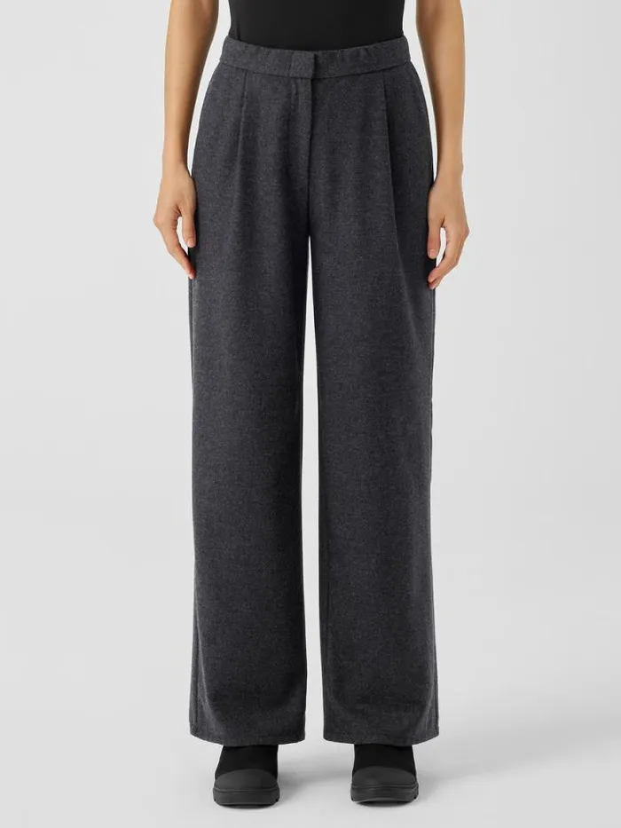 Shop Eileen Fisher Pants Shorts and Jumpsuits Soft Wool Flannel WideLeg Pant Charcoal