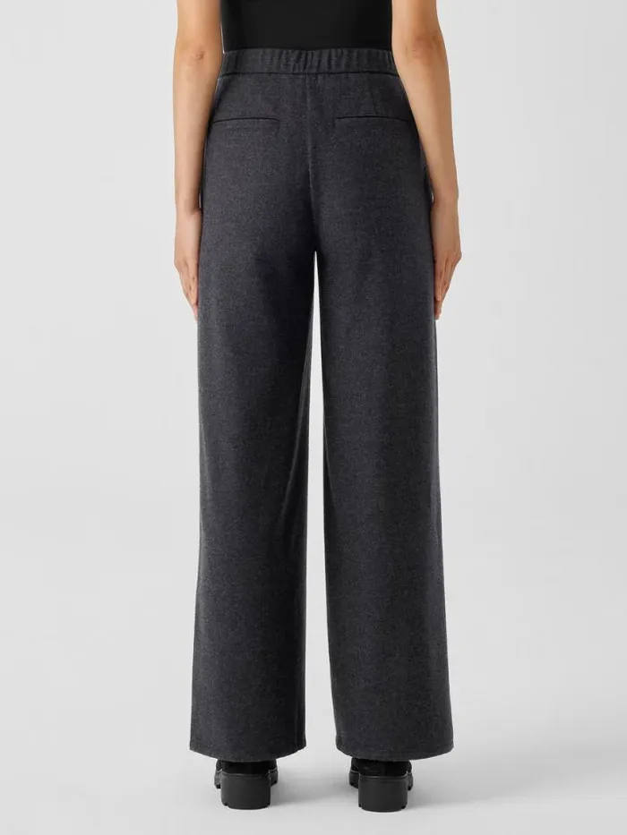 Shop Eileen Fisher Pants Shorts and Jumpsuits Soft Wool Flannel WideLeg Pant Charcoal