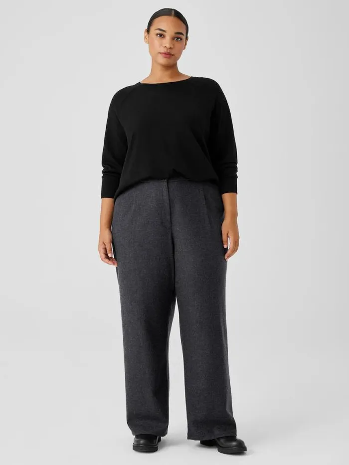 Shop Eileen Fisher Pants Shorts and Jumpsuits Soft Wool Flannel WideLeg Pant Charcoal