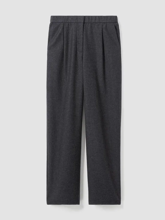 Shop Eileen Fisher Pants Shorts and Jumpsuits Soft Wool Flannel WideLeg Pant Charcoal