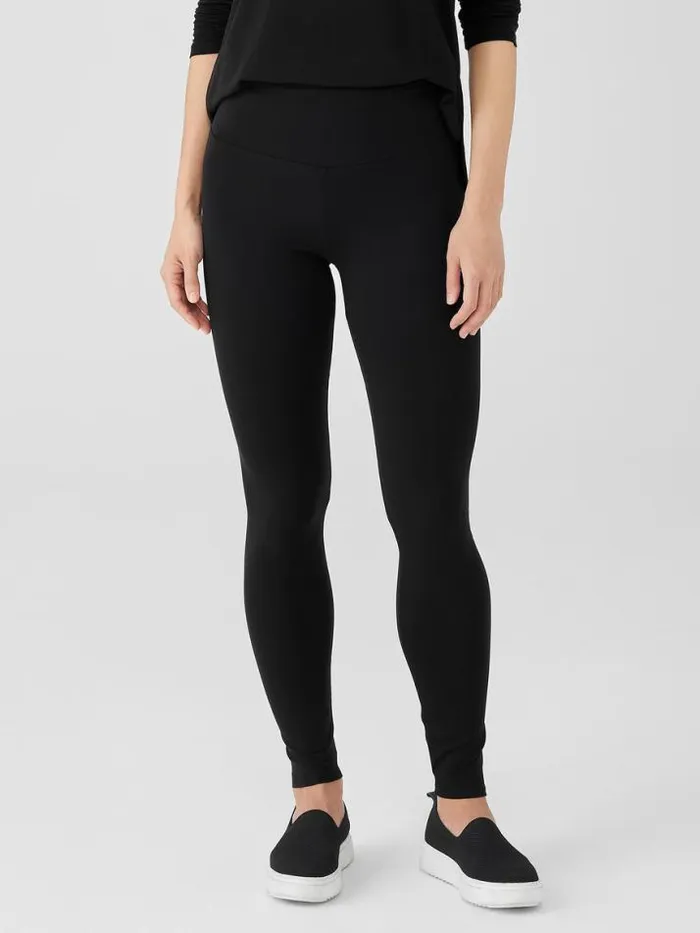 Shop Eileen Fisher Pants Shorts and Jumpsuits Stretch Jersey Knit Leggings Black
