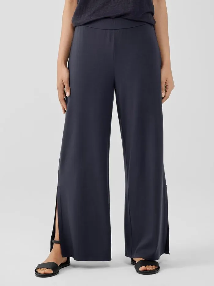 Shop Eileen Fisher Pants Shorts and Jumpsuits Stretch Jersey Knit Pant With Slits Nocturne
