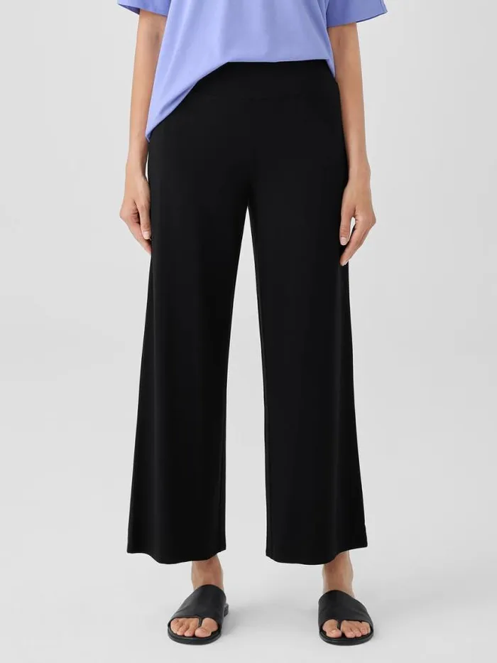 Shop Eileen Fisher Pants Shorts and Jumpsuits Stretch Jersey Knit WideLeg Pant Black