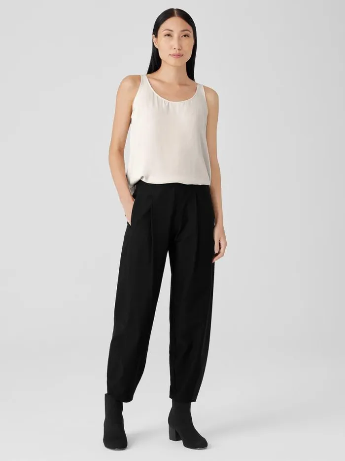 Shop Eileen Fisher Pants Shorts and Jumpsuits Washable Stretch Crepe Pleated Lantern Pant Black