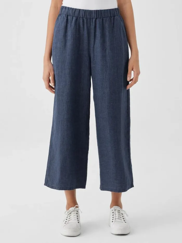 Shop Eileen Fisher Pants Shorts and Jumpsuits Washed Organic Linen Dlav WideLegPant Dusk