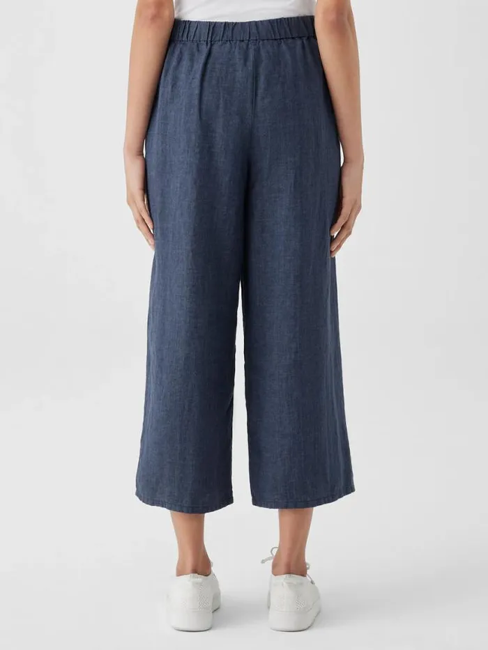 Shop Eileen Fisher Pants Shorts and Jumpsuits Washed Organic Linen Dlav WideLegPant Dusk